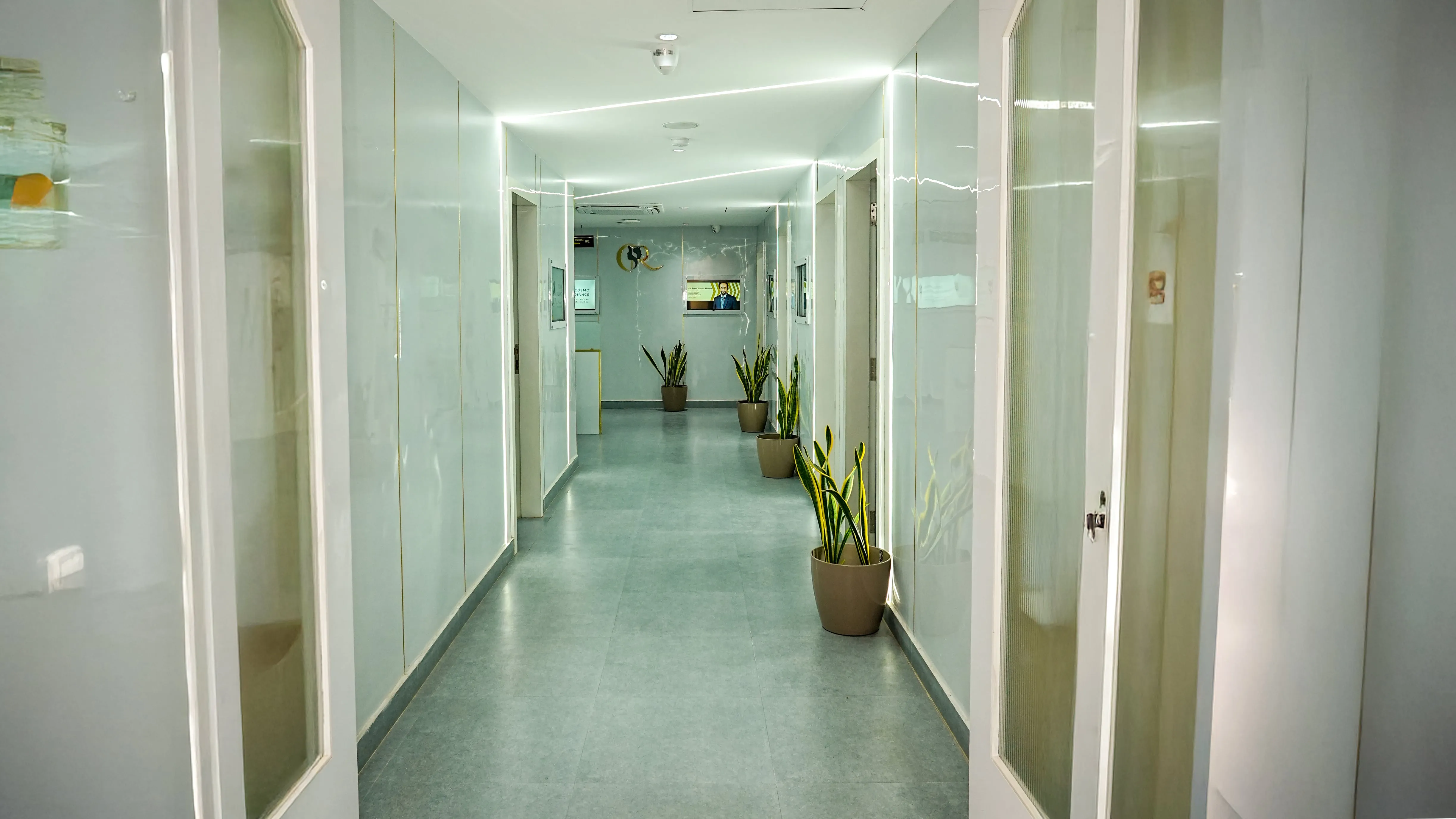 Corridor leading to billing and consultation rooms