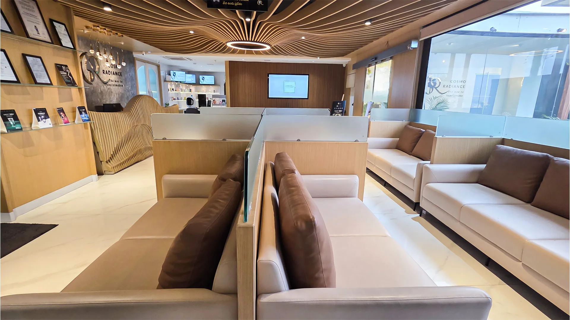 Individual private waiting booth view